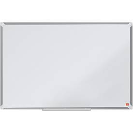 nobo Whiteboard Premium Plus, Stahl nanobeschichtet, magnethaftend, B 900 x H 600 mm, inkl. abnehmbarer Stiftablage und 1 Boardmarker