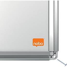nobo Whiteboard Premium Plus, Stahl nanobeschichtet, magnethaftend, B 900 x H 600 mm, inkl. abnehmbarer Stiftablage und 1 Boardmarker