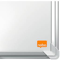 nobo Whiteboard Premium Plus, Stahl weiß emailliert, magnethaftend, B 900 x H 600 mm, inkl. abnehmbarer Stiftablage und 1 Boardmarker