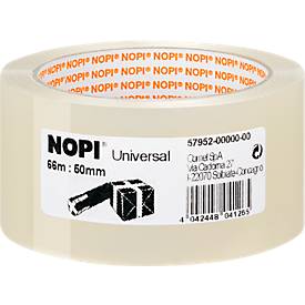 Nopi® Universele verpakkingstape 4040, L 66 m x B 50 mm, transparant, 6 rollen