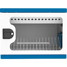 Notebook-Ladeschrank Good Connections GEMMA N16, umrüstbar zum Ladewagen, für 16 Geräte, Schuko-Buschen, abschließbar, Leistung 2300 W, weiß-blau