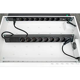 Notebook-Ladeschrank Good Connections GEMMA N16, umrüstbar zum Ladewagen, für 16 Geräte, Schuko-Buschen, abschließbar, Leistung 2300 W, weiß-blau