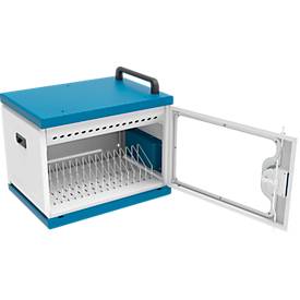 Notebook-Ladeschrank Good Connections GEMMA N16, umrüstbar zum Ladewagen, für 16 Geräte, Schuko-Buschen, abschließbar, Leistung 2300 W, weiß-blau