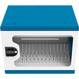 Notebook-Ladeschrank Good Connections GEMMA N16, umrüstbar zum Ladewagen, für 16 Geräte, Schuko-Buschen, abschließbar, Leistung 2300 W, weiß-blau