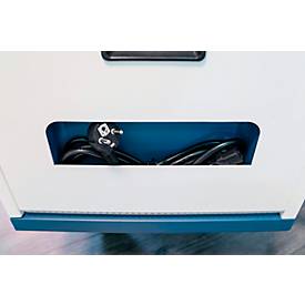 Notebook-Ladeschrank Good Connections GEMMA N16, umrüstbar zum Ladewagen, für 16 Geräte, Schuko-Buschen, abschließbar, Leistung 2300 W, weiß-blau