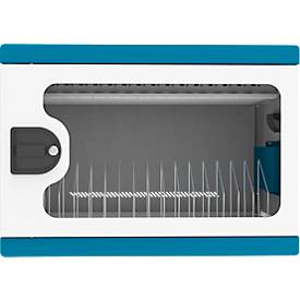 Notebook-Ladeschrank Good Connections GEMMA N16C, umrüstbar zum Ladewagen, für 16 Geräte, USB-C mit 65 W pro Port, abschließbar, weiß-blau