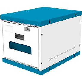 Notebook-Ladeschrank Good Connections GEMMA N16C, umrüstbar zum Ladewagen, für 16 Geräte, USB-C mit 65 W pro Port, abschließbar, weiß-blau