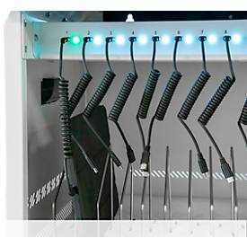 Notebook-Ladeschrank Good Connections GEMMA N16C, umrüstbar zum Ladewagen, für 16 Geräte, USB-C mit 65 W pro Port, abschließbar, weiß-blau