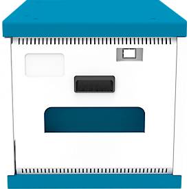 Notebook-Ladeschrank Good Connections GEMMA N16C, umrüstbar zum Ladewagen, für 16 Geräte, USB-C mit 65 W pro Port, abschließbar, weiß-blau