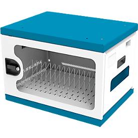 Notebook-Ladeschrank Good Connections GEMMA N16C, umrüstbar zum Ladewagen, für 16 Geräte, USB-C mit 65 W pro Port, abschließbar, weiß-blau