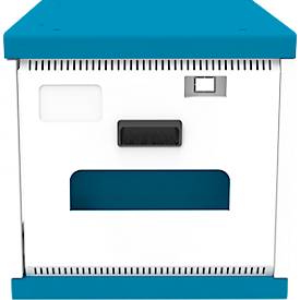 Notebook-Ladeschrank Good Connections GEMMA T16C, umrüstbar zum Ladewagen, für 16 Geräte, USB-C mit 18 W pro Port, abschließbar, weiß-blau