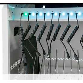 Notebook-Ladeschrank Good Connections GEMMA T16C, umrüstbar zum Ladewagen, für 16 Geräte, USB-C mit 18 W pro Port, abschließbar, weiß-blau