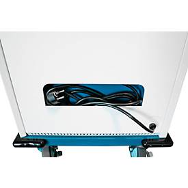 Notebook-Ladewagen Good Connections GEMMA N32, für 32 Geräte, Schuko-Buschen, abschließbar, Leistung 3680 W, weiß-blau