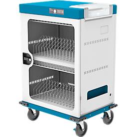 Notebook-Ladewagen Good Connections GEMMA T32C, für 32 Geräte, USB-C mit 18 W pro Port, abschließbar, weiß-blau