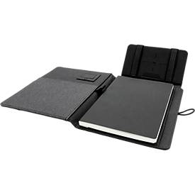 Notizbuch Kyoto, A5, 64 Blatt liniert, mit 5 W Wireless Charger, Qi-kompatibel, Recycling PET, schwarz
