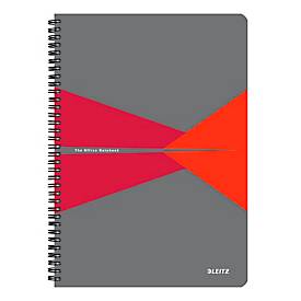 Notizbuch Leitz Office, Format A4, 90 karierte Blatt, lässt sich um 360° öffnen, Spiralbindung, Kunststoff-Einband, FSC®-zertifiziert, rot