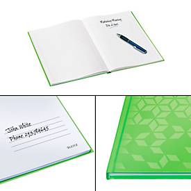 Notizbuch Leitz WOW, Format A4, 80 linierte Blatt, Hardcover-Einband, FSC®-zertifiziert, grün