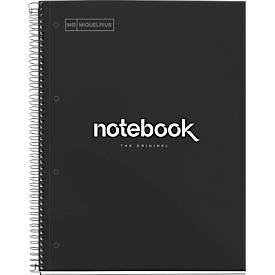 Notizbuch Miquelrius Emotions 1, DIN A4, 80 Blatt kariert und blickdicht, gelocht, Spiralbindung, Hardcover, schwarz