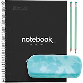 Notizbuch Miquelrius Emotions 1, DIN A4, 80 Blatt kariert und blickdicht, gelocht, Spiralbindung, Hardcover, schwarz