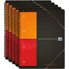 Notizbuch Oxford International Meetingbook, DIN A4, Optik Paper®, 80g/m², 80 Blatt, 5 Stück, kariert