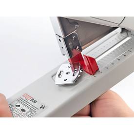 Novus Blockheftgerät B50, Heftleistung bis 140 Blatt, Kapazität bis 100 Klammern, geeignet für Heftklammern Typ 23/6 bis 23/17, weiß