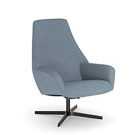 Nowy Styl Drehsessel Barrique, mit Armlehnen, B 540 x T 515 x H 410 mm, Polyesterbezug/Aluminium, denimblau/schwarz