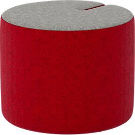 Nowy Styl Sitzpouf Tri.Ply S, modular, Blazer-Stoff, ø 55 cm, grau/rot