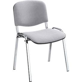 Nowy Styl Stapelstuhl ISO Basic, ohne Armlehnen, 4-Fußgestell, Stoffbezug, stapelbar bis 12 Stück, Bezug hellgrau, Gestell verchromt