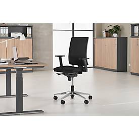 NowyStyl Bürostuhl Navigo, mit Armlehnen, Synchronmechanik, Muldensitz, schwarz/alusilber