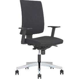 NowyStyl Bürostuhl Navigo, mit Armlehnen, Synchronmechanik, Muldensitz, schwarz/alusilber