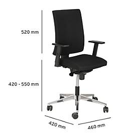 NowyStyl Bürostuhl Navigo, mit Armlehnen, Synchronmechanik, Muldensitz, schwarz/alusilber