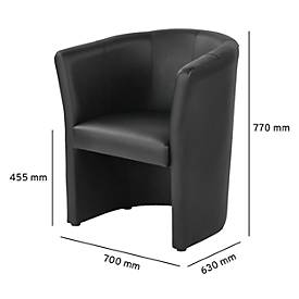 NowyStyl Cocktailsessel CLUB, Echtleder, voll gepolstert, Sitzhöhe 450 mm, schwarz