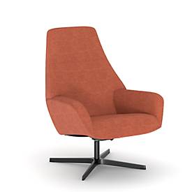 NowyStyl Drehsessel Barrique, mit Armlehnen, Rückenlehne neigungsverstellbar, B 540 x T 515 x H 410 mm, Polyesterbezug/Aluminium, cinnamonbraun/schwarz