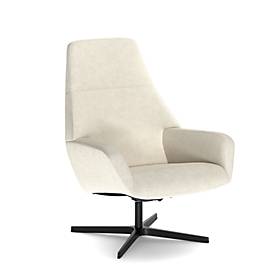 NowyStyl Drehsessel Barrique, mit Armlehnen, Rückenlehne neigungsverstellbar, B 540 x T 515 x H 410 mm, Polyesterbezug/Aluminium, cremebeige/schwarz