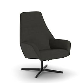 NowyStyl Drehsessel Barrique, mit Armlehnen, Rückenlehne neigungsverstellbar, B 540 x T 515 x H 410 mm, Polyesterbezug/Aluminium, dunkelgrau/schwarz