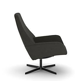 NowyStyl Drehsessel Barrique, mit Armlehnen, Rückenlehne neigungsverstellbar, B 540 x T 515 x H 410 mm, Polyesterbezug/Aluminium, dunkelgrau/schwarz