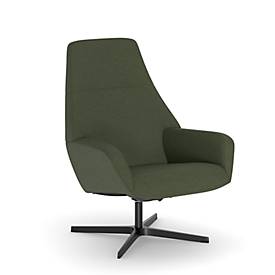 NowyStyl Drehsessel Barrique, mit Armlehnen, Rückenlehne neigungsverstellbar, B 540 x T 515 x H 410 mm, Polyesterbezug/Aluminium, forest dunkelgrün/schwarz
