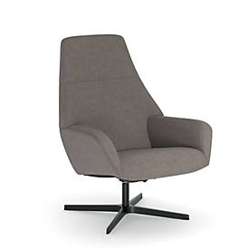 NowyStyl Drehsessel Barrique, mit Armlehnen, Rückenlehne neigungsverstellbar, B 540 x T 515 x H 410 mm, Polyesterbezug/Aluminium, taubengrau/schwarz