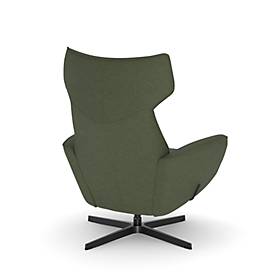 NowyStyl Drehsessel Otuli, mit Armlehnen, Wippfunktion, B 510 x T 525 x H 455 mm, Polyesterbezug/Aluminium, forest dunkelgrün/schwarz