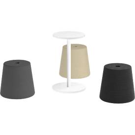 NowyStyl Pouf Set Versi, 3 Sitzhocker inklusive Tisch, schwarz/grau/beige/weiß