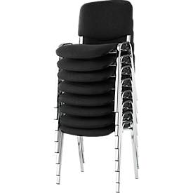 NowyStyl Set de chaises empilables ISO BASIC, sans accoudoirs, empilable jusqu'à 12 pièces, housse noire, piétement argent chromé, 8 pièces