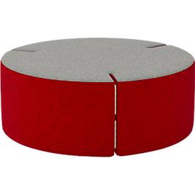 NowyStyl Sitzpouf Tri.Ply L, modular, Blazer-Stoff, ø 115 cm, grau/rot