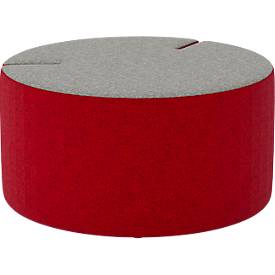 NowyStyl Sitzpouf Tri.Ply M, modular, Blazer-Stoff, ø 85 cm, grau/rot