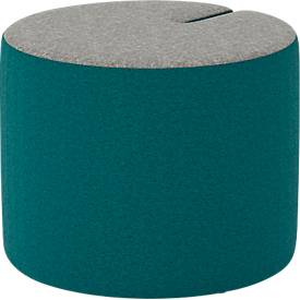 NowyStyl Sitzpouf Tri.Ply S, modular, Blazer-Stoff, ø 55 cm, grau/petrol