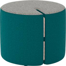 NowyStyl Sitzpouf Tri.Ply S, modular, Blazer-Stoff, ø 55 cm, grau/petrol