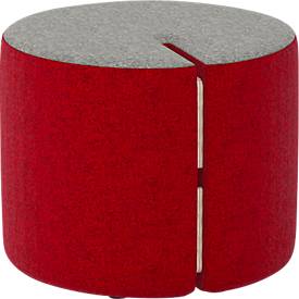 NowyStyl Sitzpouf Tri.Ply S, modular, Blazer-Stoff, ø 55 cm, grau/rot