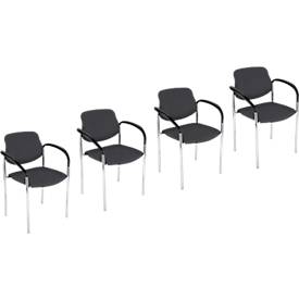 NowyStyl stapelstoel STYL, met armleuningen, stapelbaar tot 6 stuks, tot 110 kg, bekleding in lederlook, fango grijs, 4 stuks