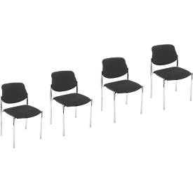 NowyStyl stapelstoel STYL, zonder armleuningen, stapelbaar tot 6 stuks, tot 110 kg, bekleding in lederlook, fango grijs, 4 stuks