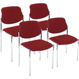 NowyStyl stapelstoel STYL, zonder armleuningen, stapelbaar tot 6 stuks, tot 110 kg, lederlook bekleding, chilirood, 4 stuks