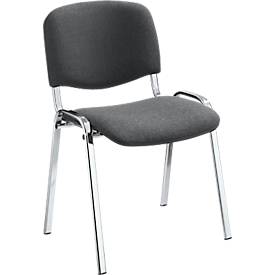 NowyStyl Stapelstühle-Set ISO BASIC, ohne Armlehnen, stapelbar bis 12 Stück, Bezug anthrazit, Gestell chromsilber, 8 Stück